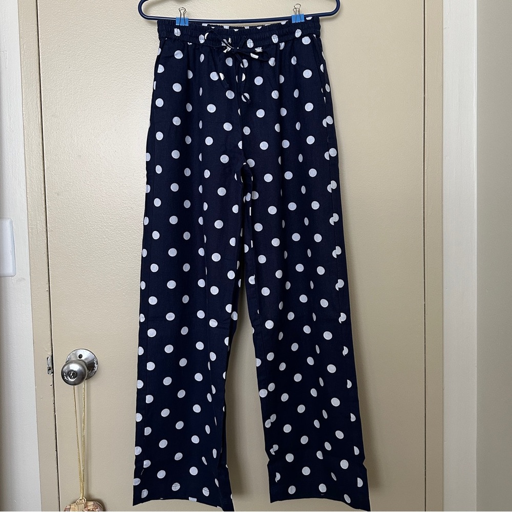 J. Crew Linen blend slim wide leg drawstring pant